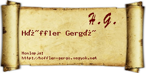 Höffler Gergő névjegykártya